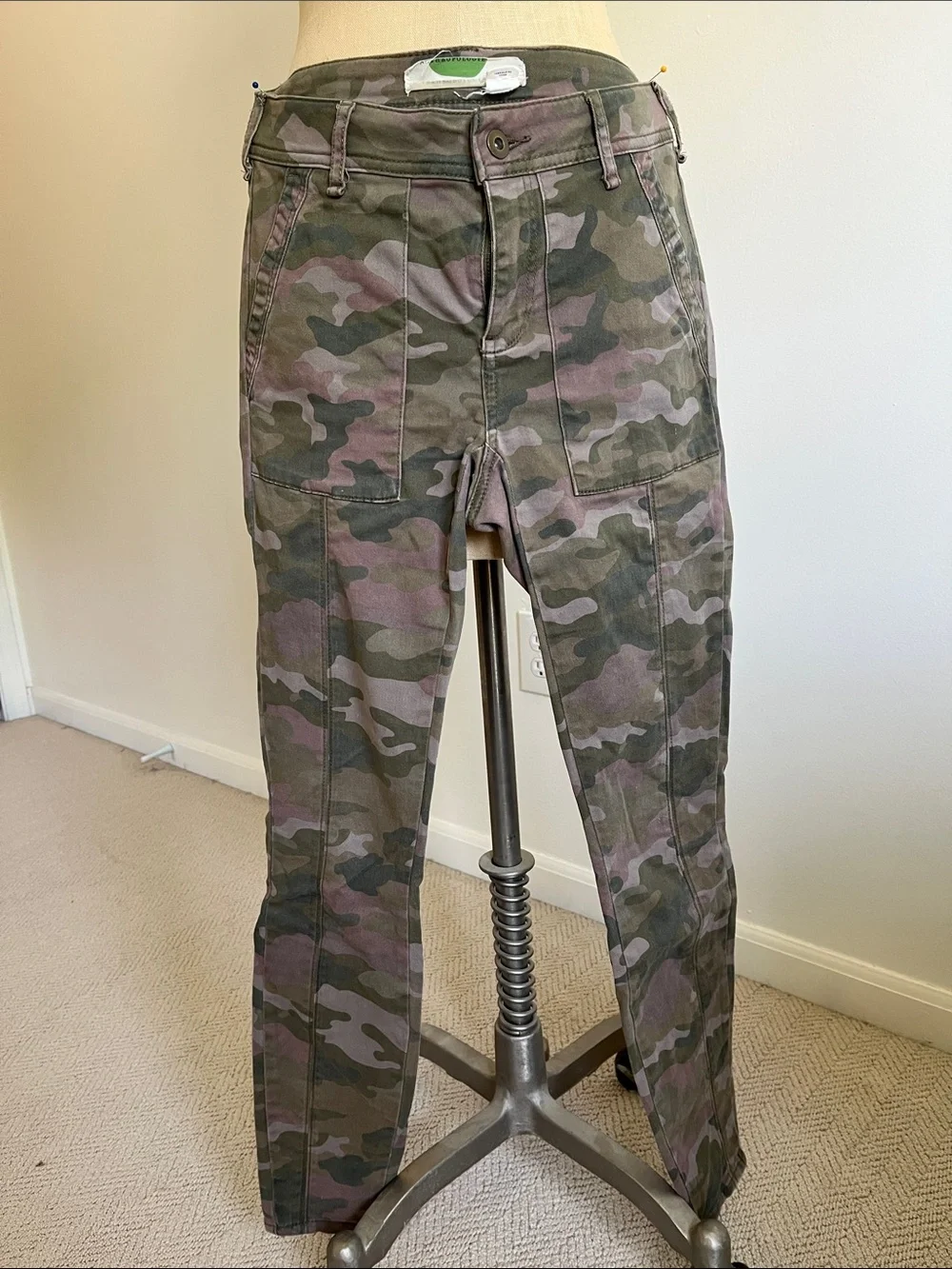 Anthropologie Camo Skinny Pants in Green & Brown